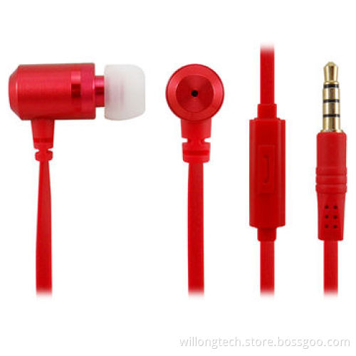 Colored Earbuds with Mic -Red